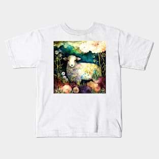 Sheep , Watercolor Farm Animals Kids T-Shirt